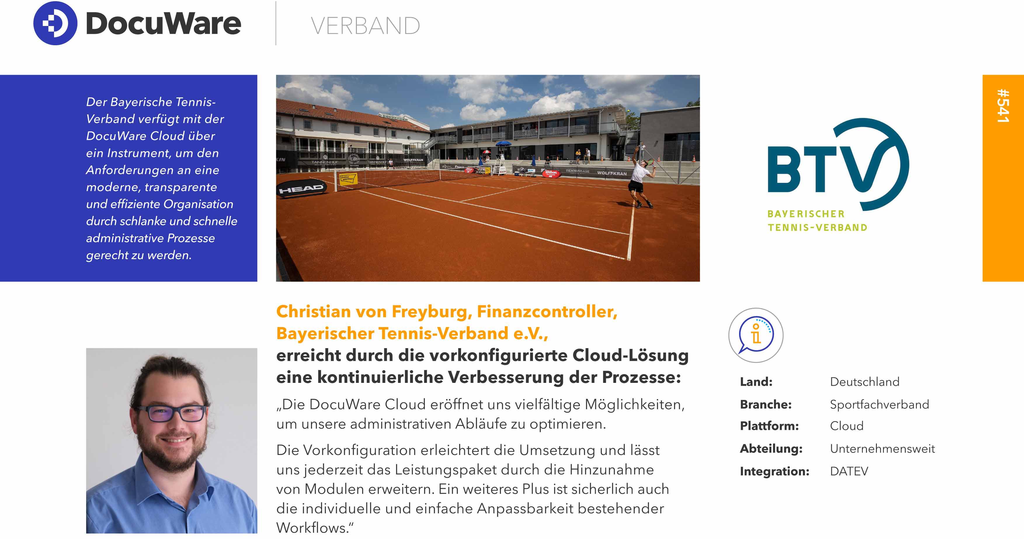Referenzbericht des Bayrischen Tennis-Verbandes über das Arbeiten mit DocuWare